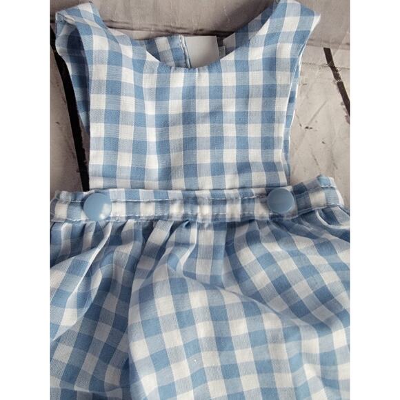 Blue White Checked Overall Dress 18in Doll Dorthy Outfit - Picture 2 of 4